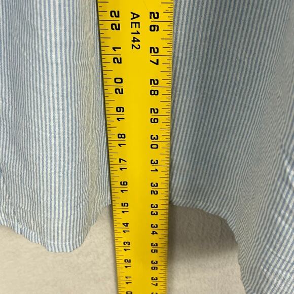 Forever 21 Dress Women's XL Blue and White Striped Cotton Embroidered Peasant - Picture 6 of 7